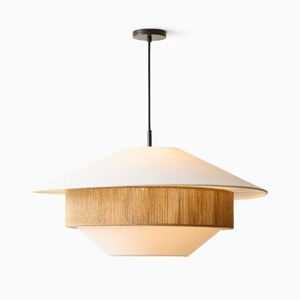 Stevie Woven Pendant Lamp Dia 23.6″ x H 59″ / Dia 60cm x H 150cm / White & Nature Hemp rope Pendant light