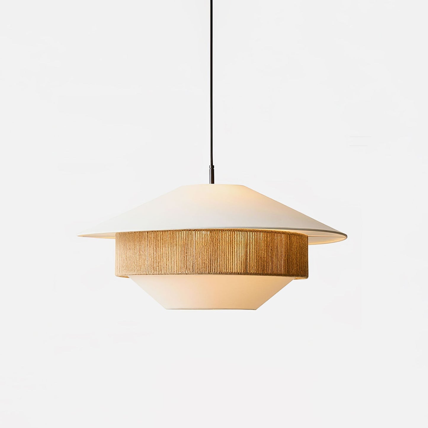 Stevie Woven Pendant Lamp Dia 19.7″ x H 59″ / Dia 50cm x H 150cm / White & Nature Hemp rope Pendant light