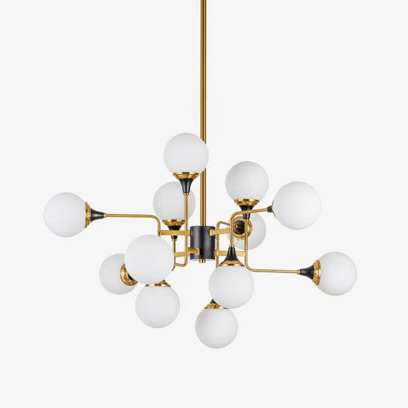 Stilnovo Chandelier 12heads ? 39.4″ x H 19.7″ / Dia 100cm x H 50cm / Black & Gold & White Chandelier