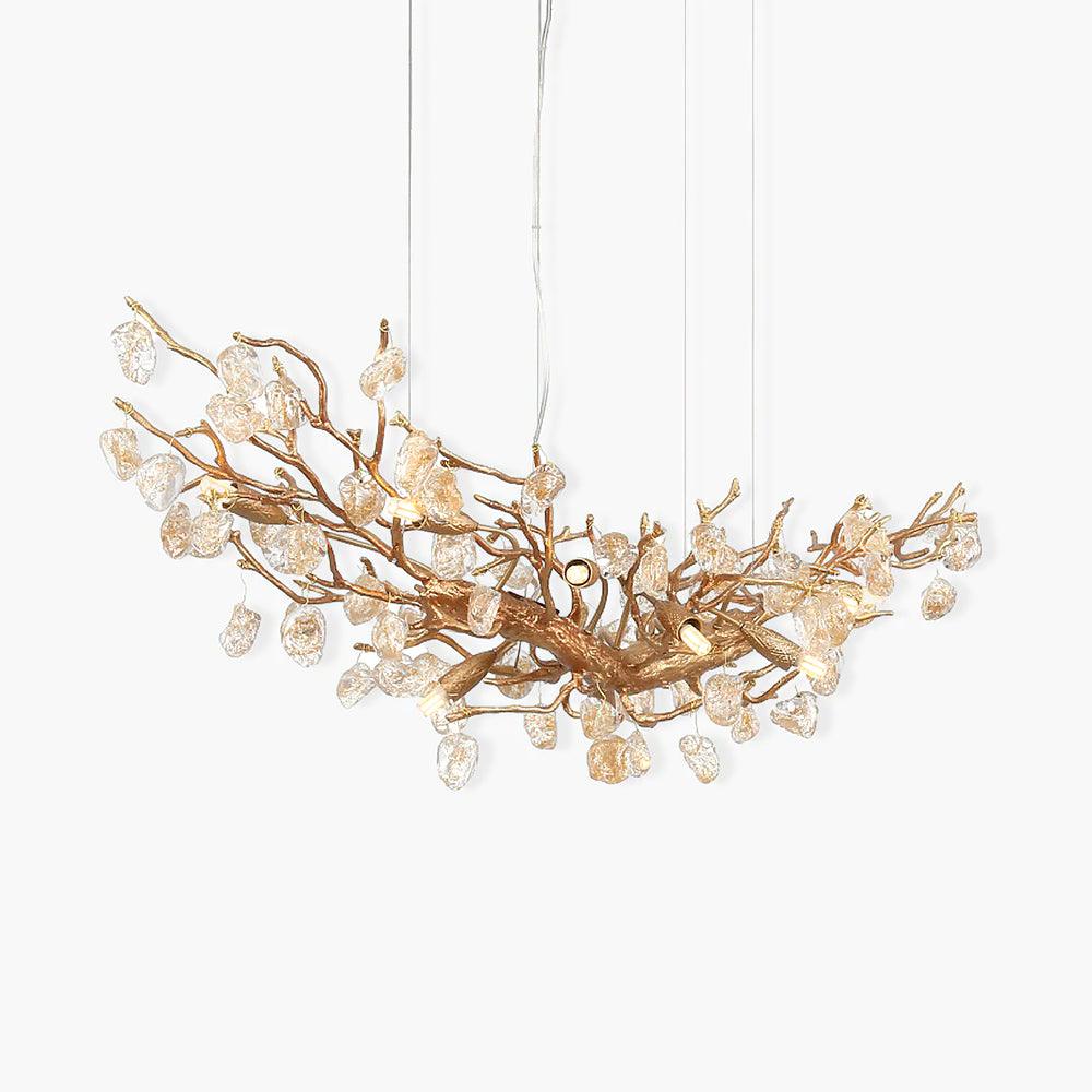 Stone Crystal Brass Chandelier ? 49.2″ x H 19.7″ / Dia 125cm x H 50cm / Brass & Amber Chandelier