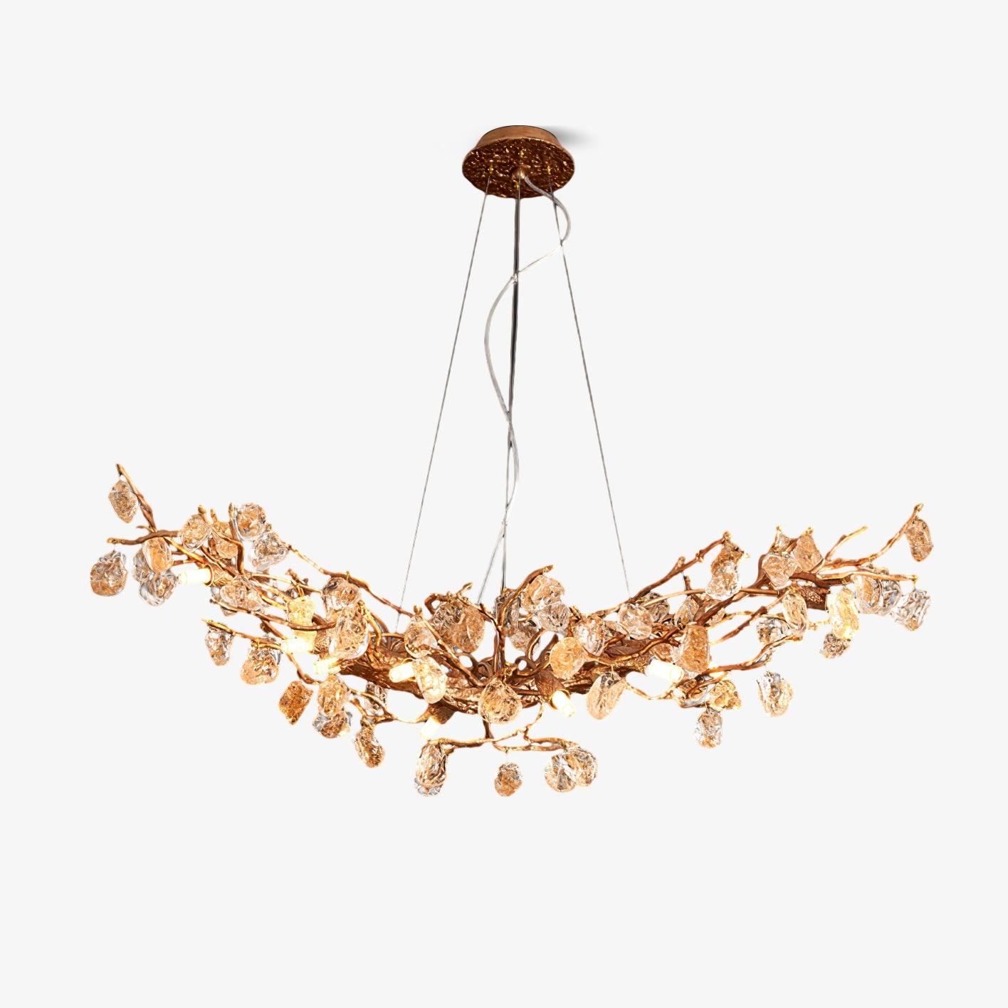 Stone Crystal Brass Chandelier ? 49.2″ x H 19.7″ / Dia 125cm x H 50cm / Brass & Amber Chandelier