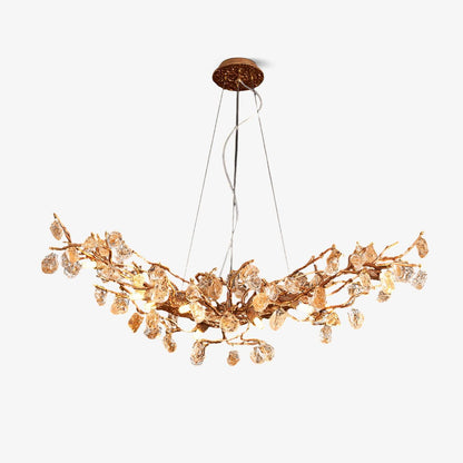 Stone Crystal Brass Chandelier ? 49.2″ x H 19.7″ / Dia 125cm x H 50cm / Brass & Amber Chandelier