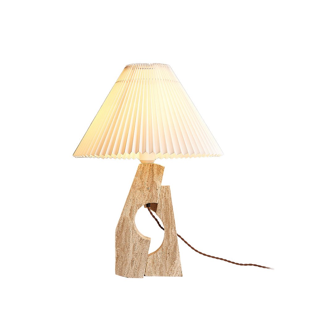 Stone Pillar Table Lamp Dia 16.9″ x H 23.6″ / Dia 43cm x H 60cm / Beige & White / US Plug Table lamp