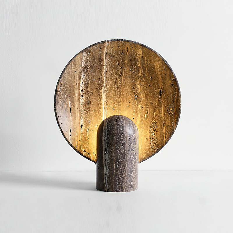 Eclipse Stone Table Lamp ? 11.8’’ x H 14.2’’ / Brown Travertine / US Plug Table lamp