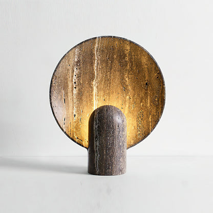 Eclipse Stone Table Lamp ? 11.8’’ x H 14.2’’ / Brown Travertine / US Plug Table lamp