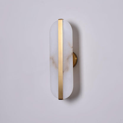 Stone Wall Alabaster LED Sconce Dia 5.1″ x H 15.7″ / Dia 13cm x H 40cm / Brass + White Wall lamp