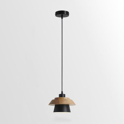 Stone Wood Pendant Lamp Dia 7.5″ x H 5.1″ / Dia 19cm x H 13cm / Black Pendant light