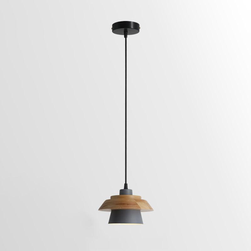 Stone Wood Pendant Lamp Dia 7.5″ x H 5.1″ / Dia 19cm x H 13cm / Grey Pendant light