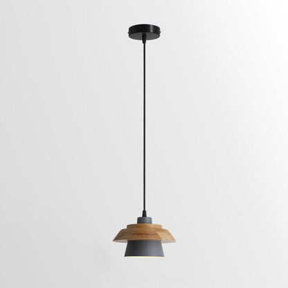 Stone Wood Pendant Lamp Dia 7.5″ x H 5.1″ / Dia 19cm x H 13cm / Grey Pendant light