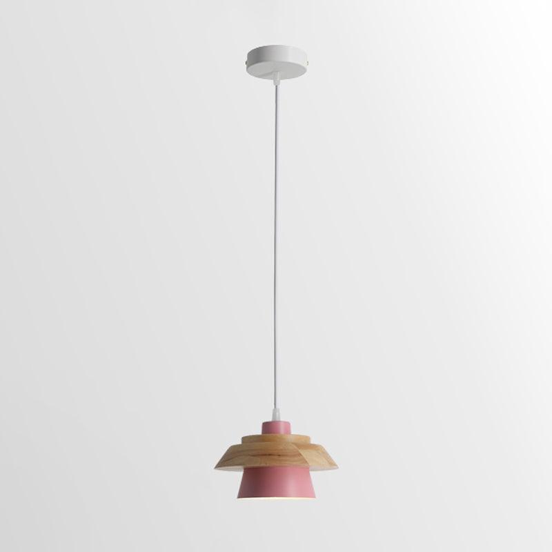 Stone Wood Pendant Lamp Dia 7.5″ x H 5.1″ / Dia 19cm x H 13cm / Pink Pendant light