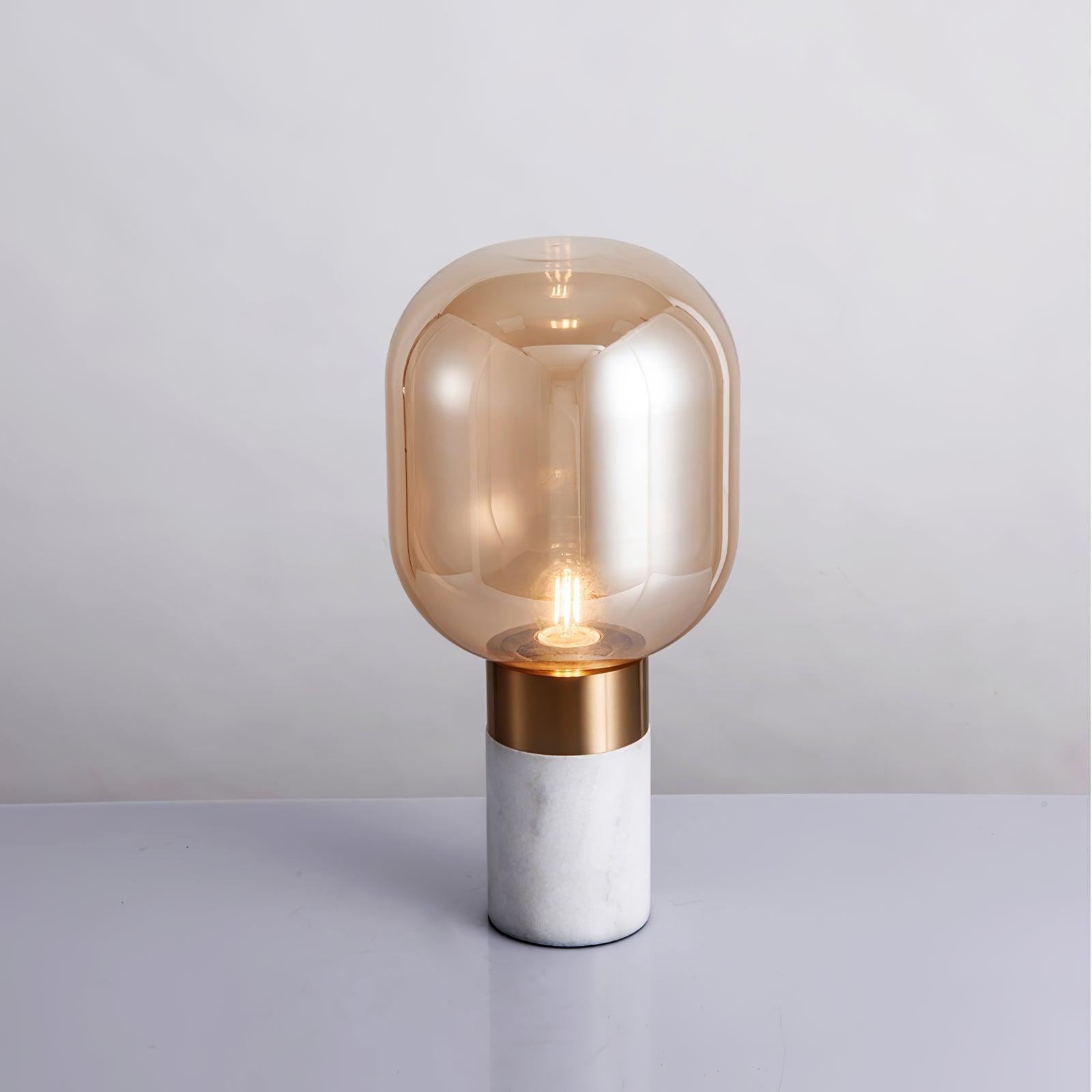 Storm Marble Table Lamp Dia 9″ x H 18.8″/ Dia 23cm x H 48cm / White Marble & Cognac / US plug Table lamp