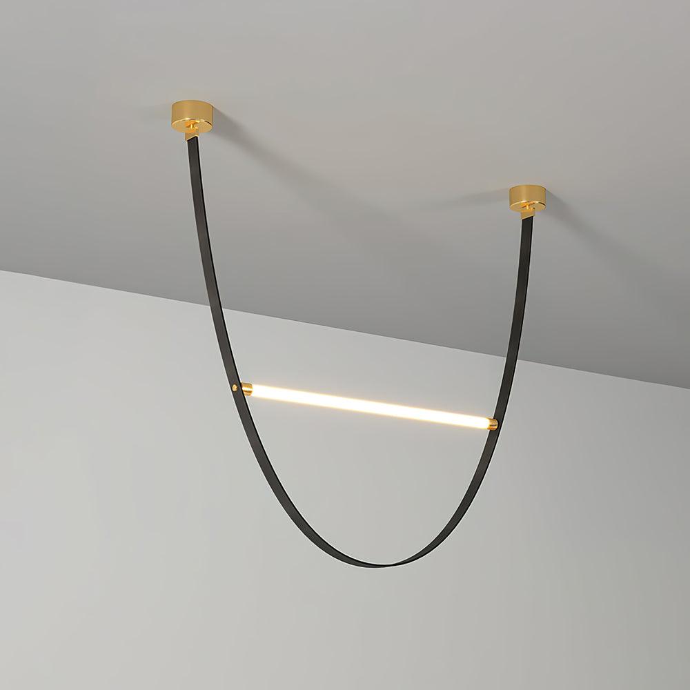 Tracer Belt Pendant Lamp L 15.7″ x H 41.3″ / L 40cm x H 105cm / Gold & Black / Warm Light Chandelier