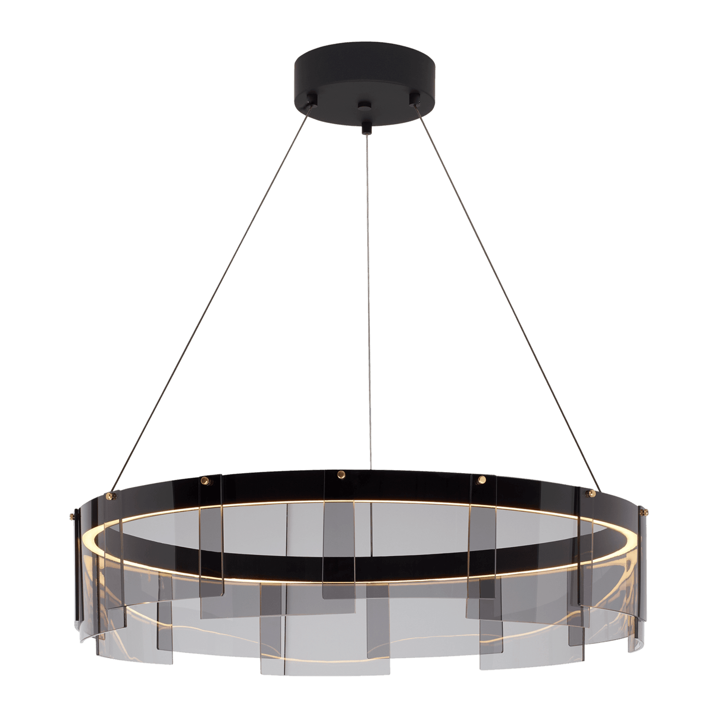 Stratos LED Chandelier Dia 39.4″ x H 7.9″ / Dia 100cm x H 20cm / Black / Warm Light Chandelier