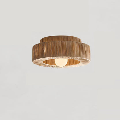 Straw Art Ceiling Lamp ? 13.8″ x H 7.9″ / Dia 35cm x H 20cm / Natural Straw Ceiling lamp