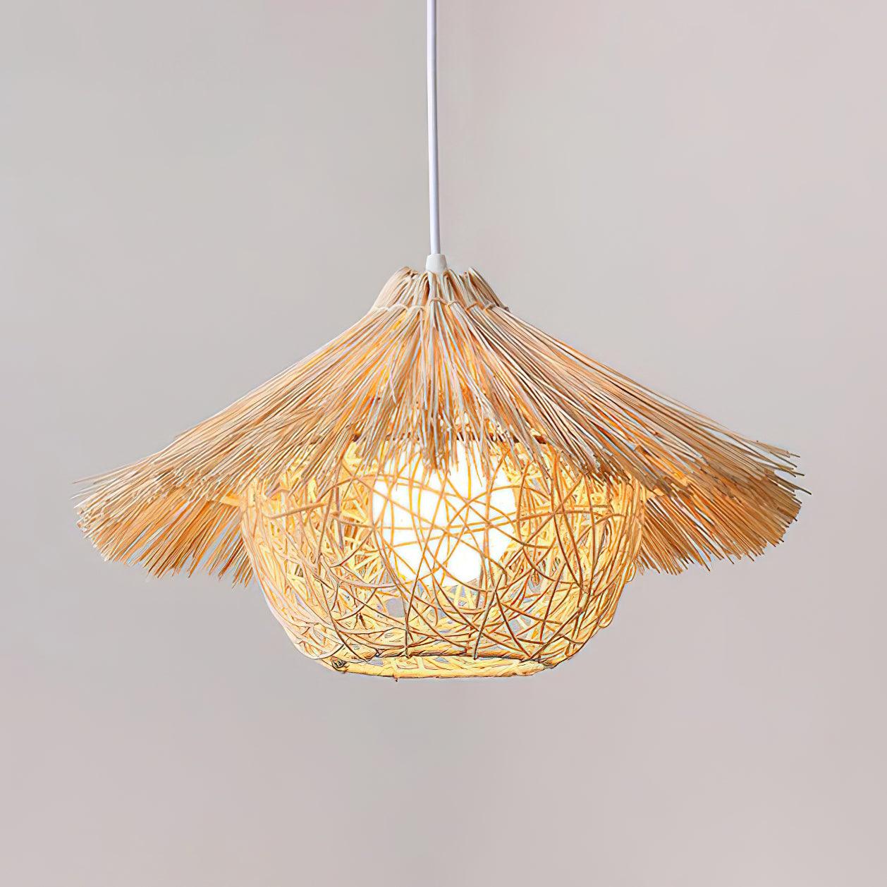 Straw Hat Pendant Light Dia 15.7″ x H 7.9″ / Dia 40cm x H 20cm / Natural rattan Pendant light