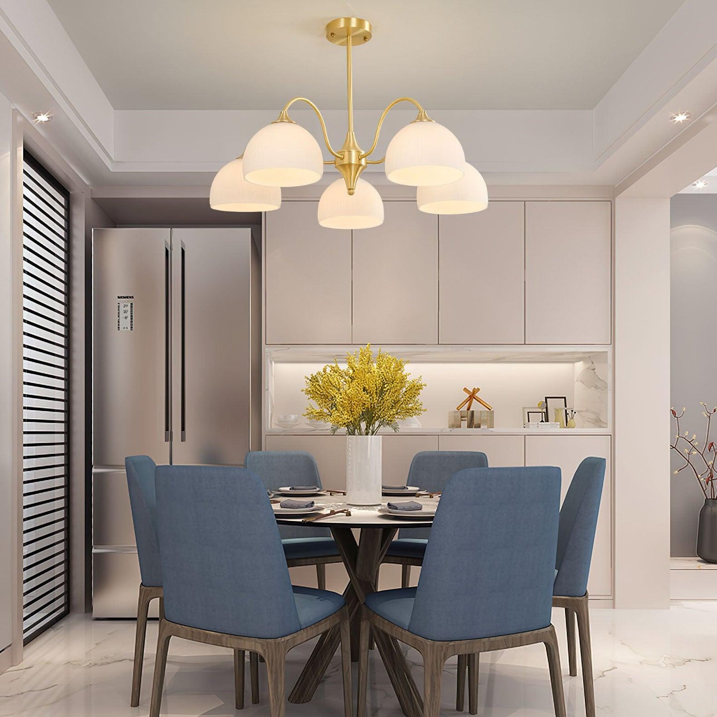 Striped Glass Bowl Chandelier Chandelier