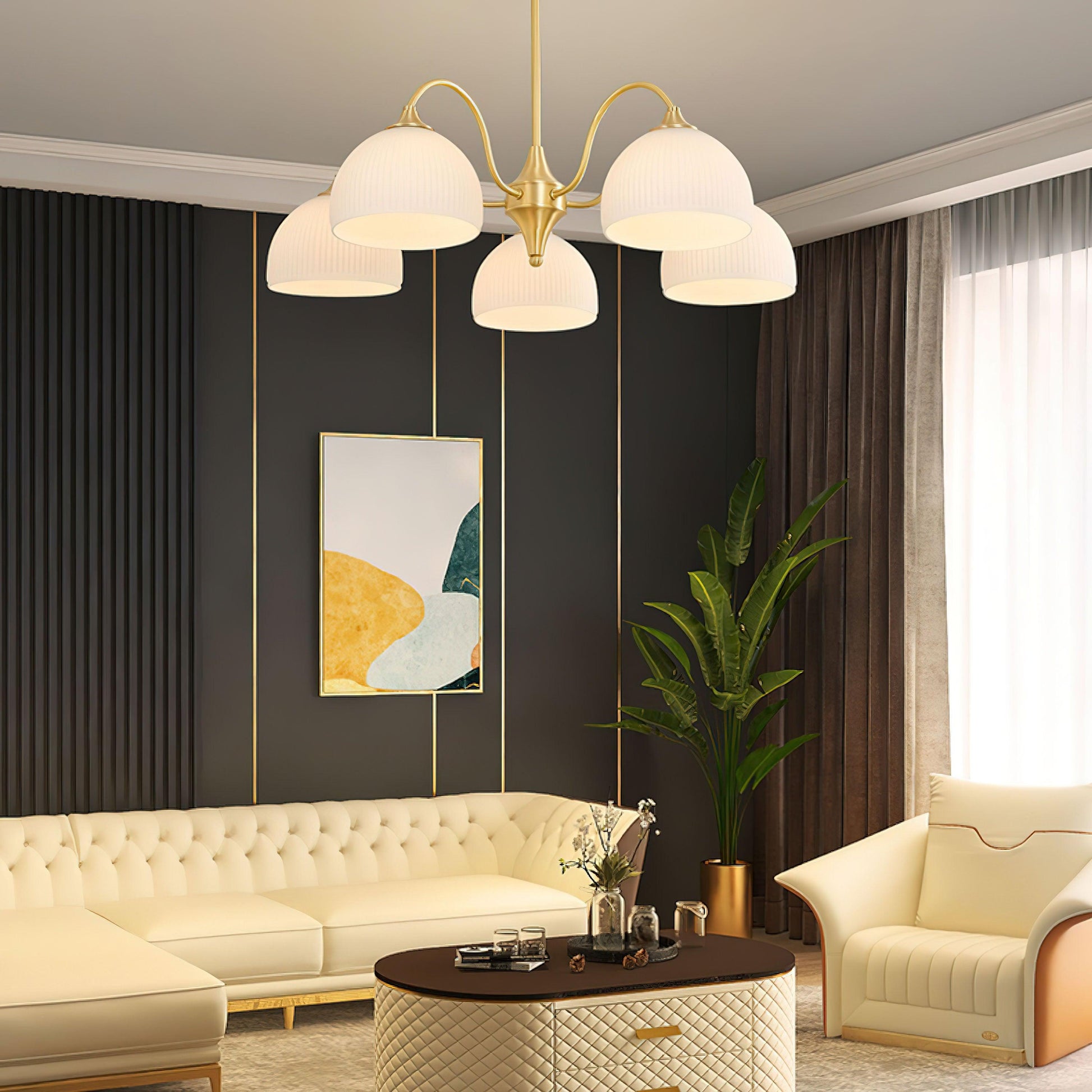 Striped Glass Bowl Chandelier Chandelier