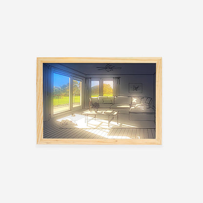 Dog Sunbathing Mural Art Lamp L 9.1″ x H 6.7″ / L 23cm x H 17cm / Oak Wood Color / Three-Color Changing Light Wall lamp