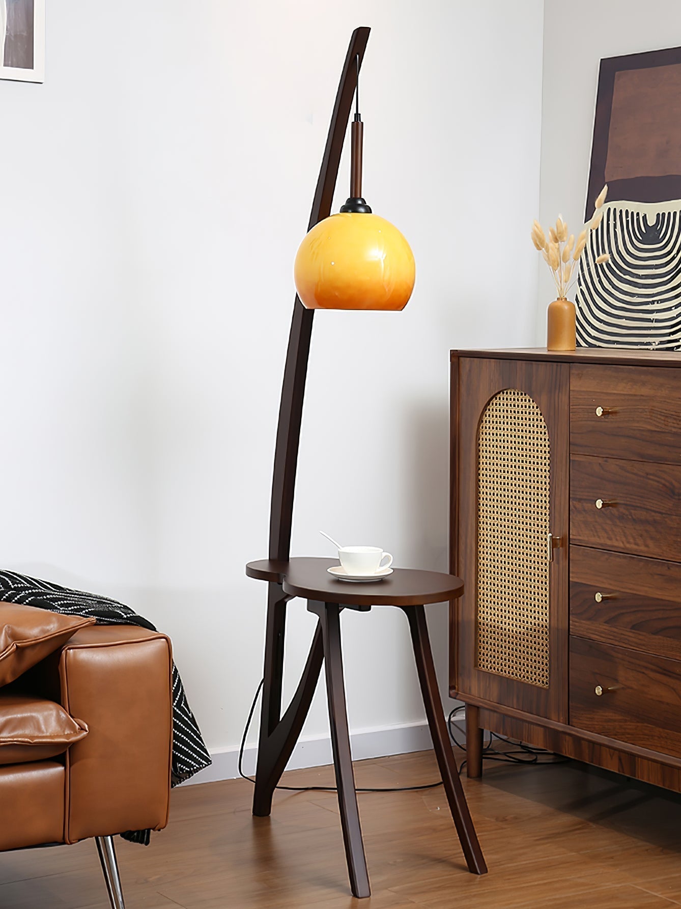 Arc Wood Hanging Floor Lamp Floor lamp