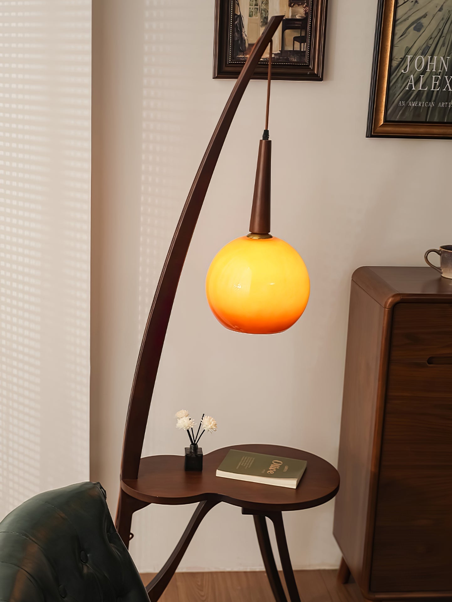 Arc Wood Hanging Floor Lamp Floor lamp