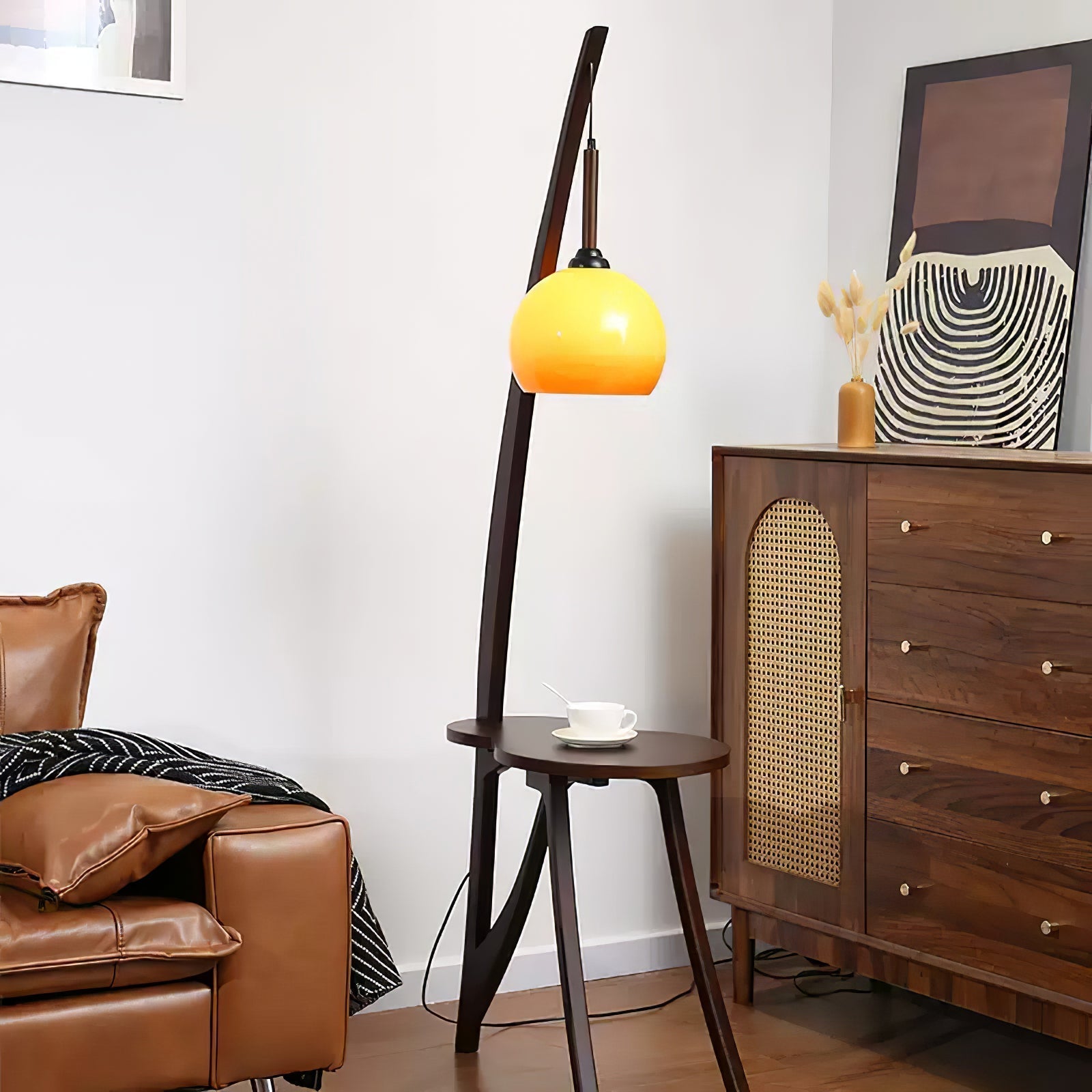 Arc Wood Hanging Floor Lamp Floor lamp