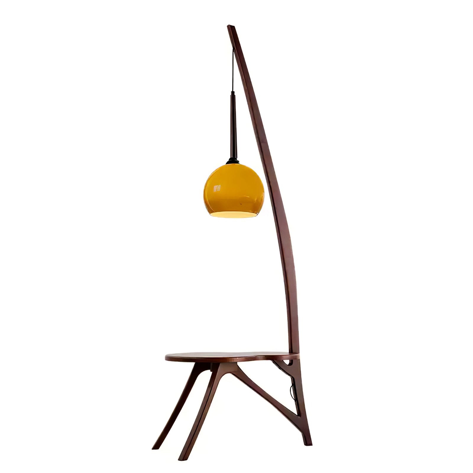 Arc Wood Hanging Floor Lamp Dia 23.6″ x H 69.7″ / Caramel color & Walnut Color / US Plug Floor lamp