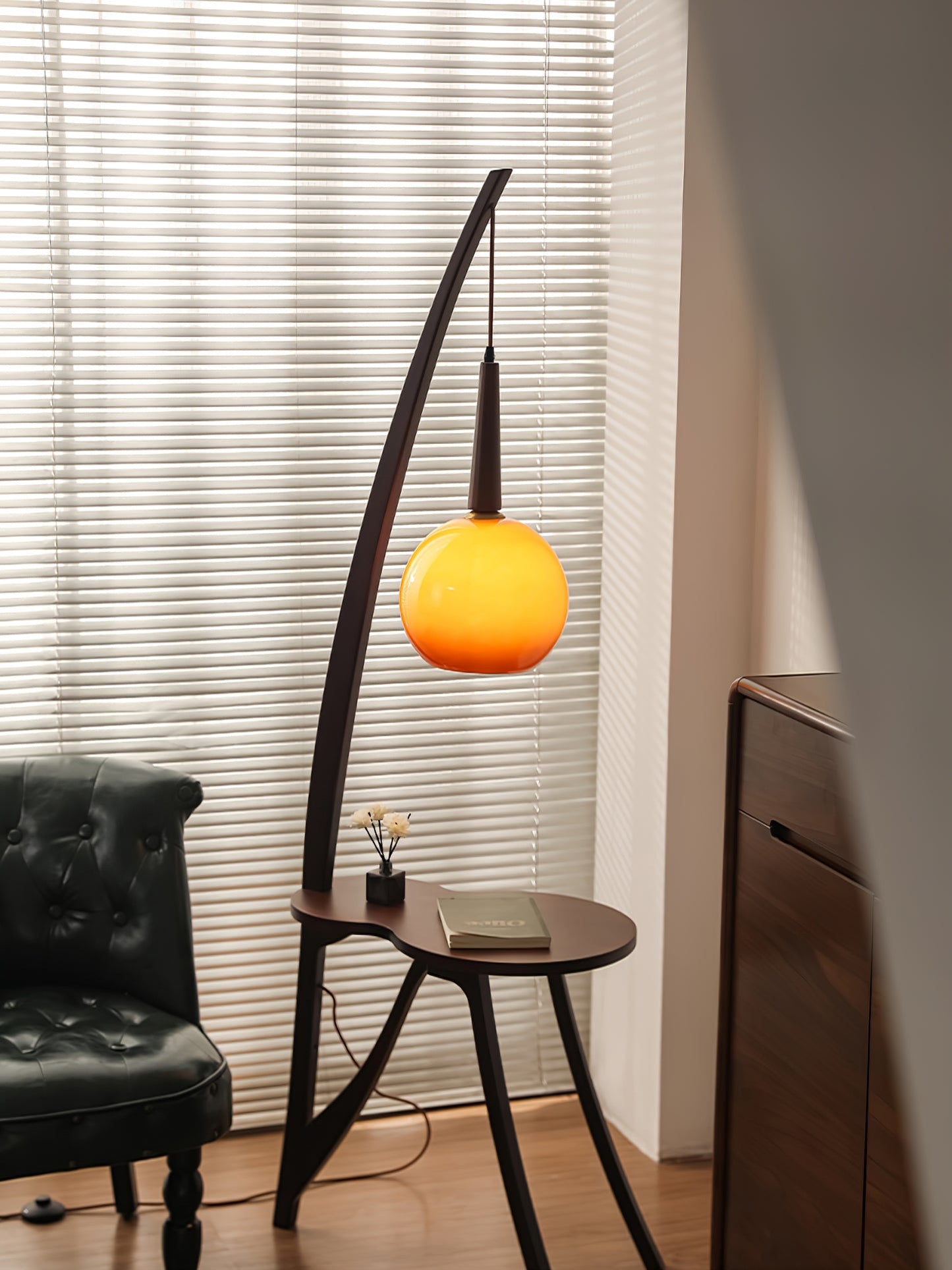 Arc Wood Hanging Floor Lamp Floor lamp