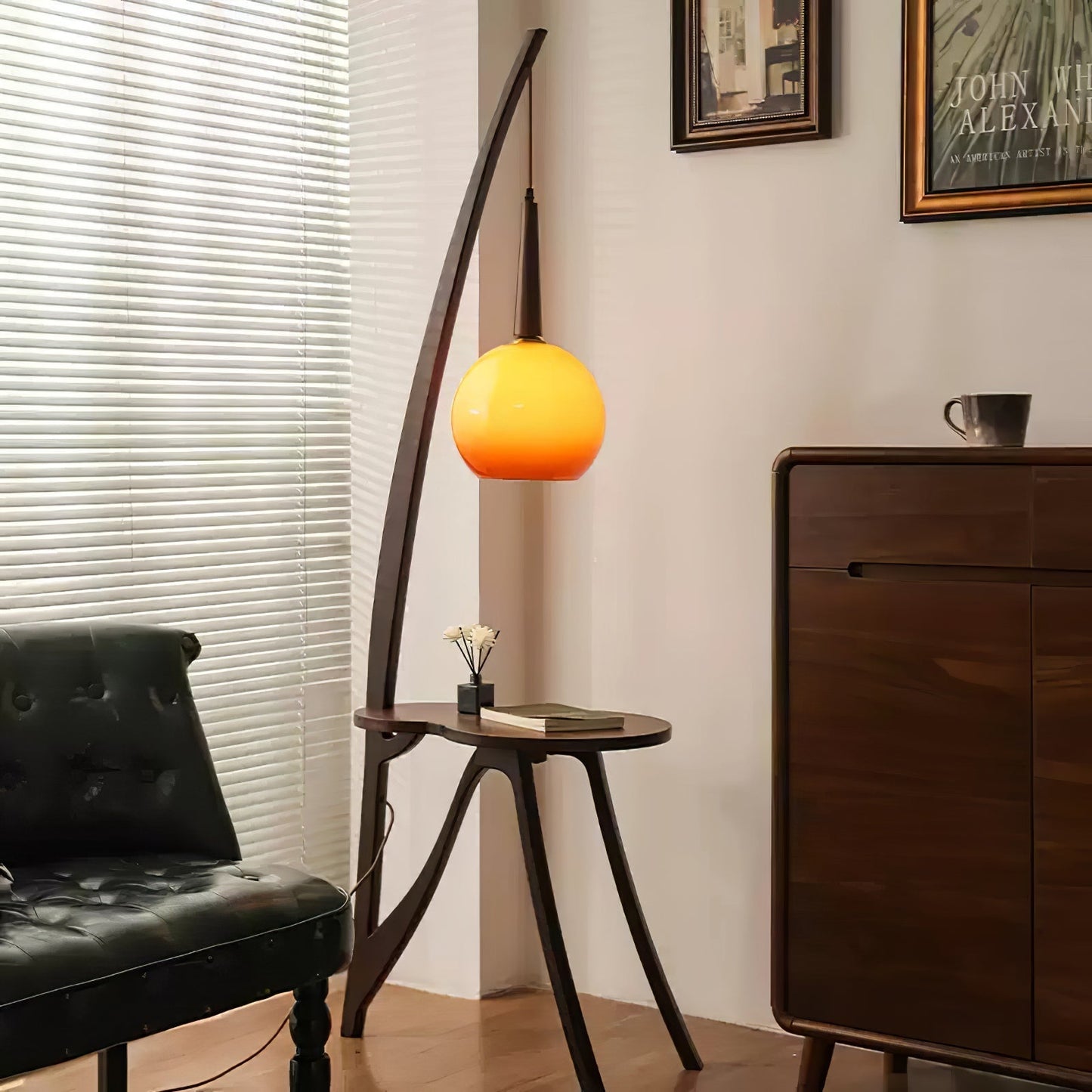 Arc Wood Hanging Floor Lamp Floor lamp