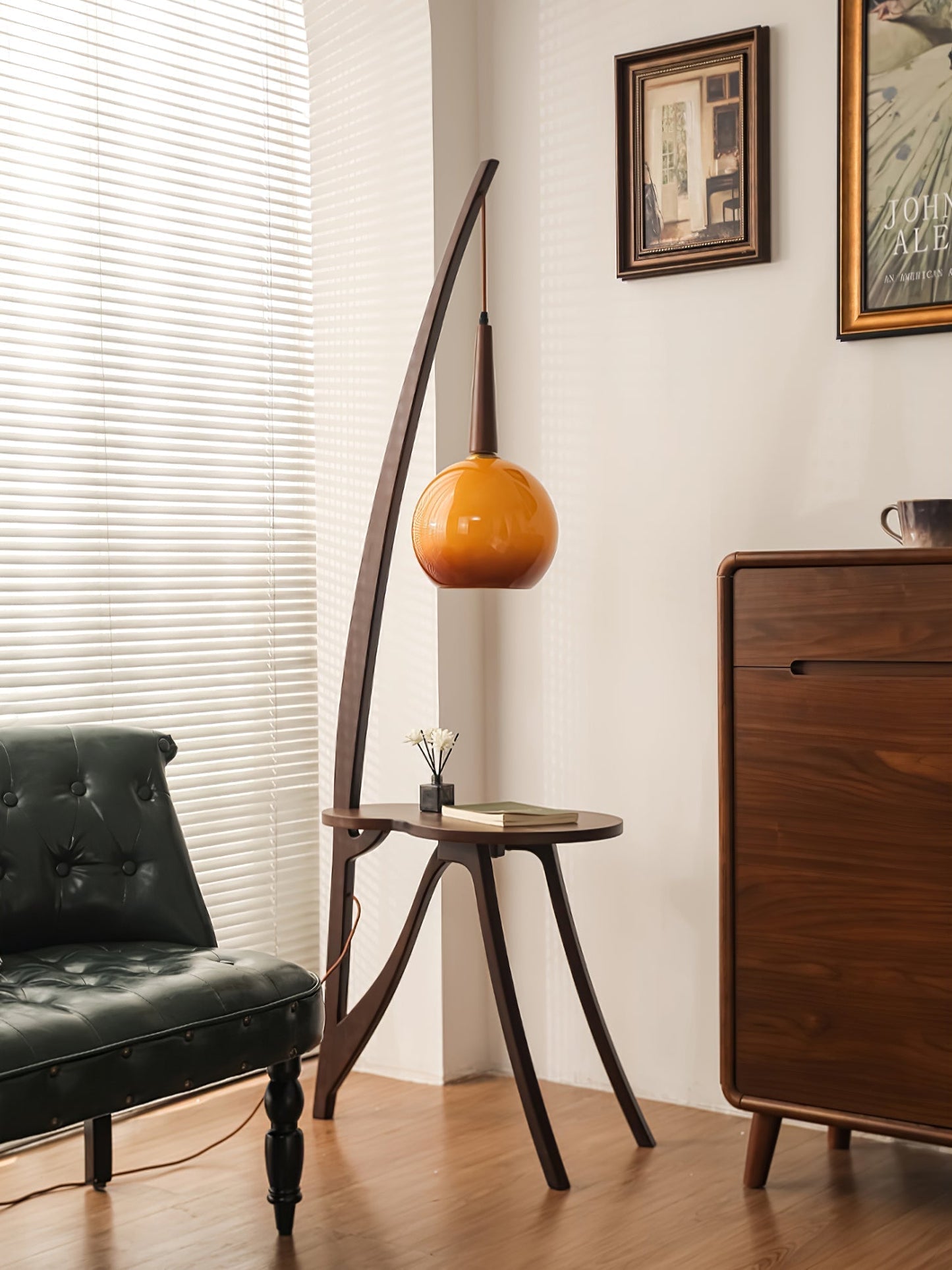 Arc Wood Hanging Floor Lamp Floor lamp