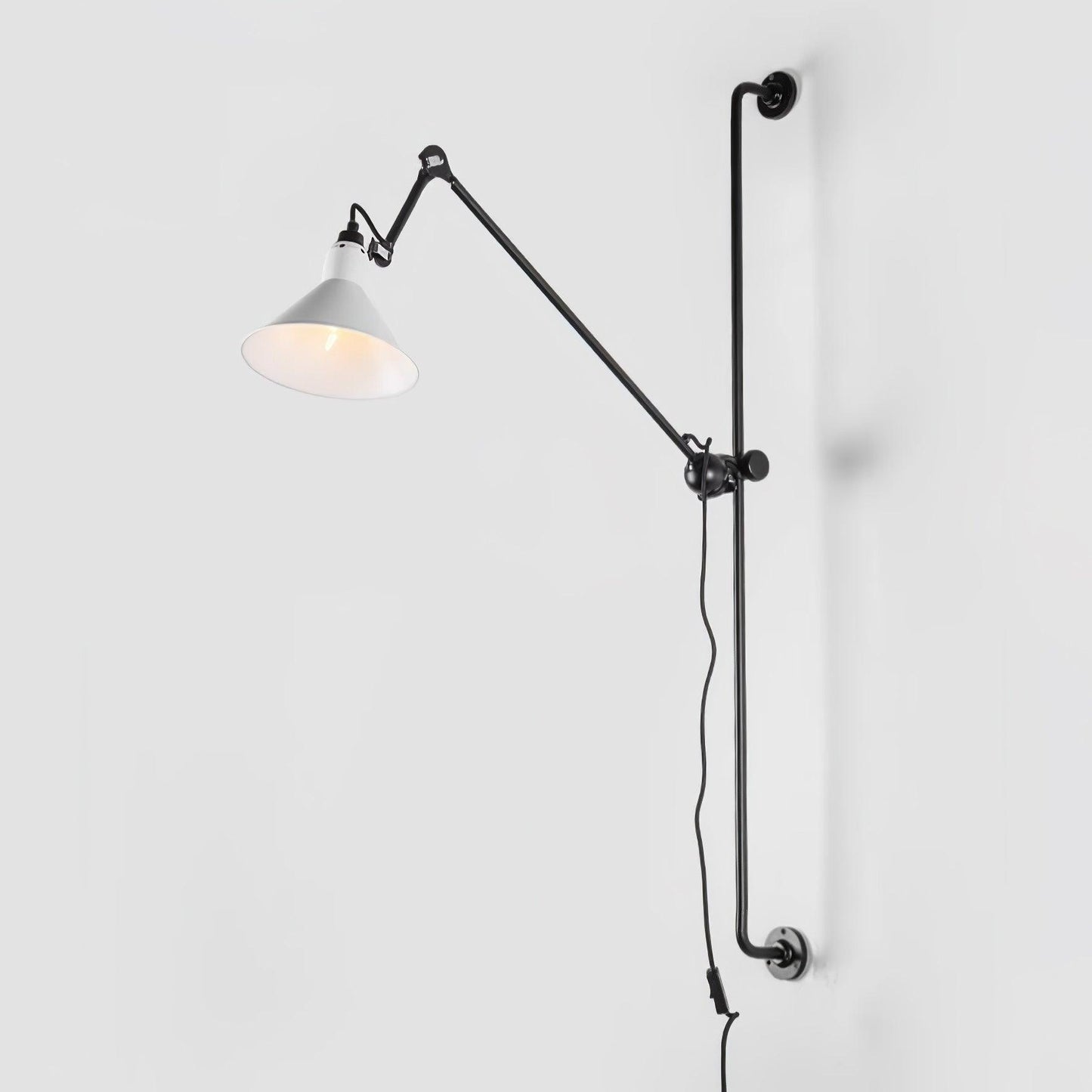 Support Frame Rocker Wall Lamp Dia 8.3″ x H 46.5″ / Dia 21cm x H 118cm / White & Black / US Plug Wall lamp