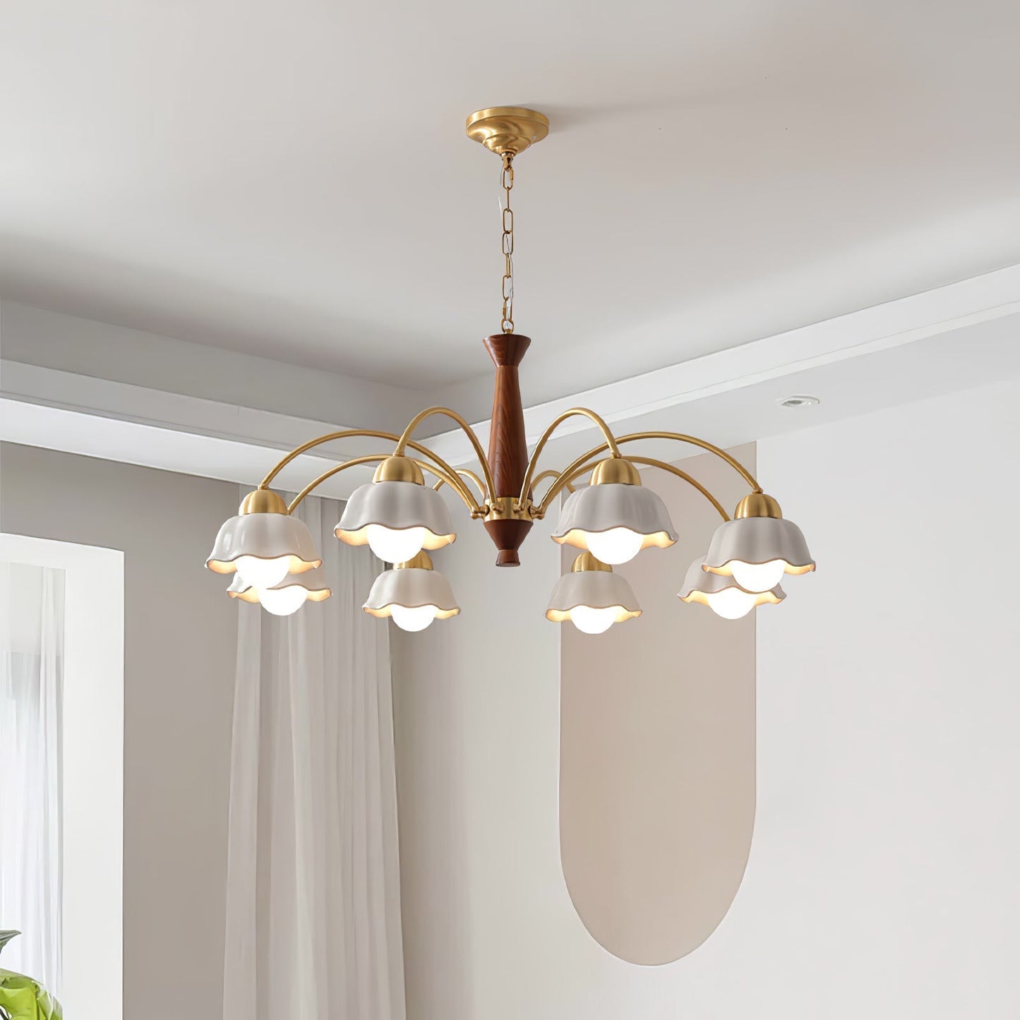 Swedish Modern Brass Chandelier Chandelier