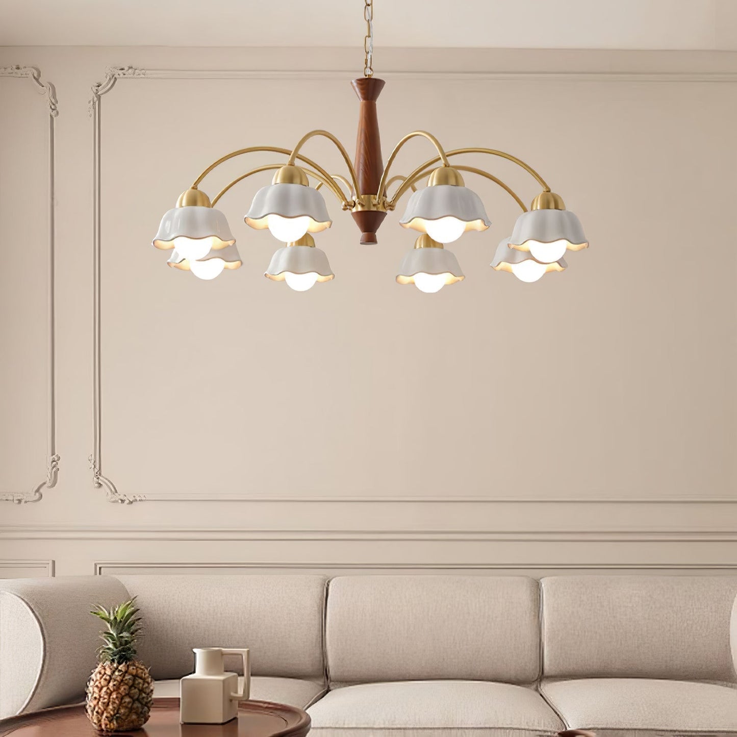 Swedish Modern Brass Chandelier Chandelier
