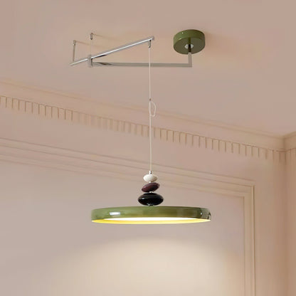 Swing Arm Stone Pendant Light ? 11.8″ x H 7.9″″ / Dia 30cm x H 20cm / Green / Warm Light Pendant light