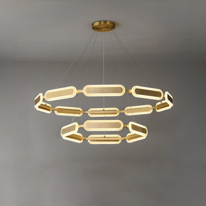 Swirl Chandelier Dia 44.8″ x H 10.6″ / Dia 114cm x H 27cm / Brass + White / Warm White Chandelier