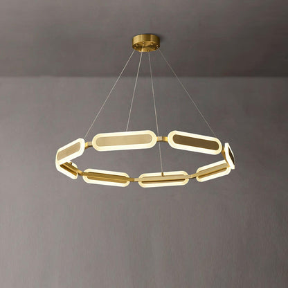 Swirl Chandelier Dia 36.2″ x H 3.1″ / Dia 92cm x H 8cm / Brass + White / Warm White Chandelier