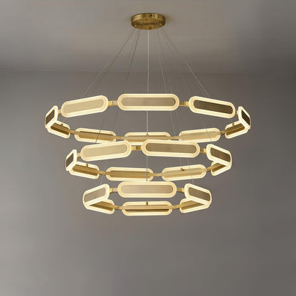 Swirl Chandelier Dia 44.8″ x H 17.7″ / Dia 114cm x H 45cm / Brass + White / Warm White Chandelier