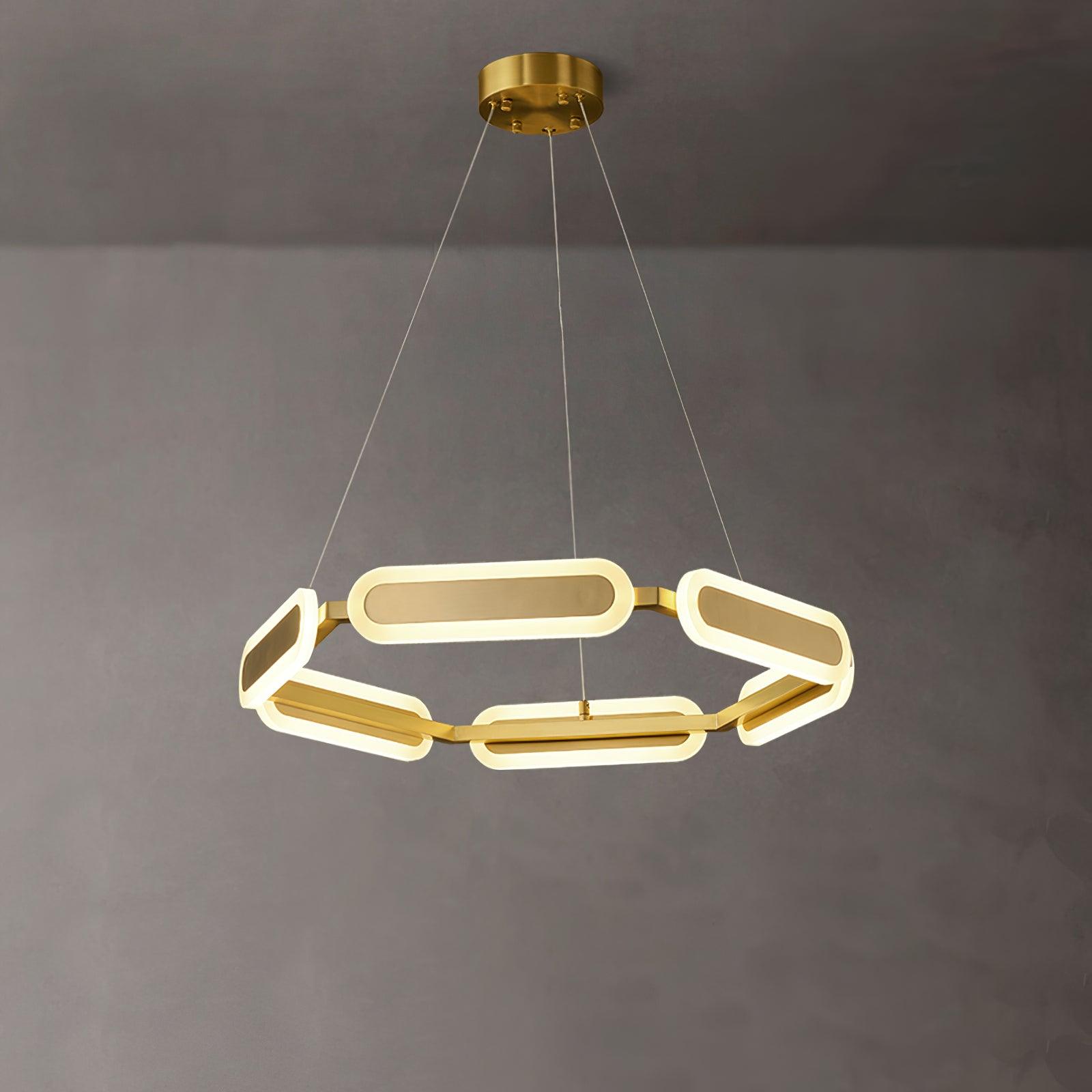 Swirl Chandelier Dia 27.7″ x H 3.1″ / Dia 70.5cm x H 8cm / Brass + White / Warm White Chandelier