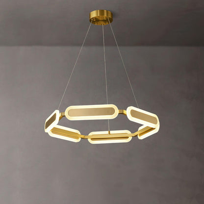 Swirl Chandelier Dia 27.7″ x H 3.1″ / Dia 70.5cm x H 8cm / Brass + White / Warm White Chandelier