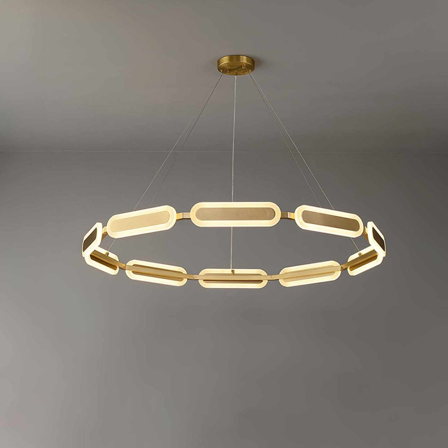 Swirl Chandelier Dia 44.8″ x H 3.1″ / Dia 114cm x H 8cm / Brass + White / Warm White Chandelier