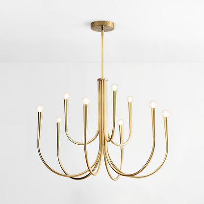 Swoop Arm Chandelier 3 + 6 heads ? 31.5″ x H 19.7″ / Copper Chandelier