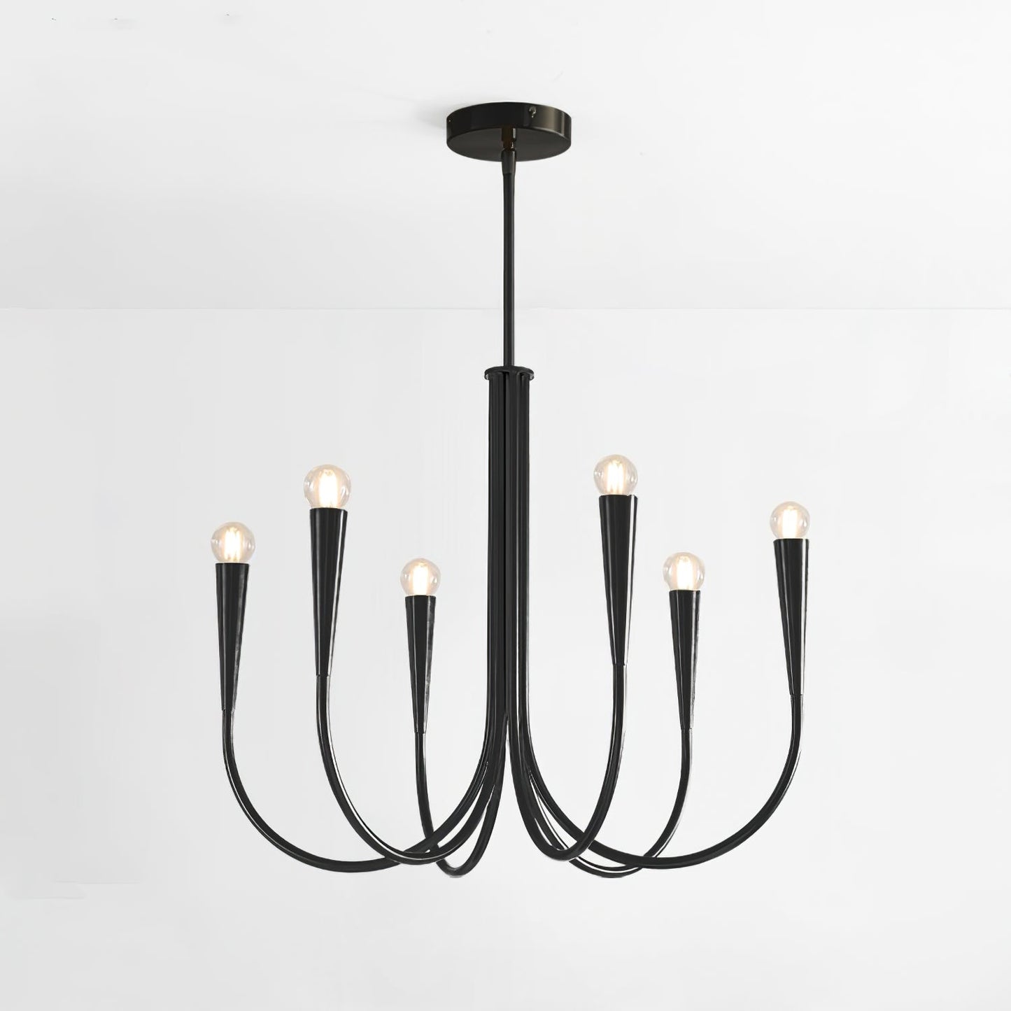 Swoop Arm Chandelier 6 heads ? 25.6″ x H 19.7″ / Black Chandelier