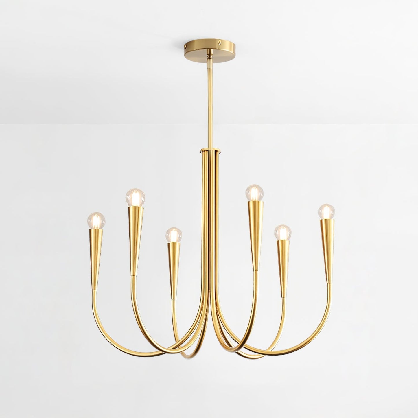 Swoop Arm Chandelier 6 heads ? 25.6″ x H 19.7″ / Copper Chandelier