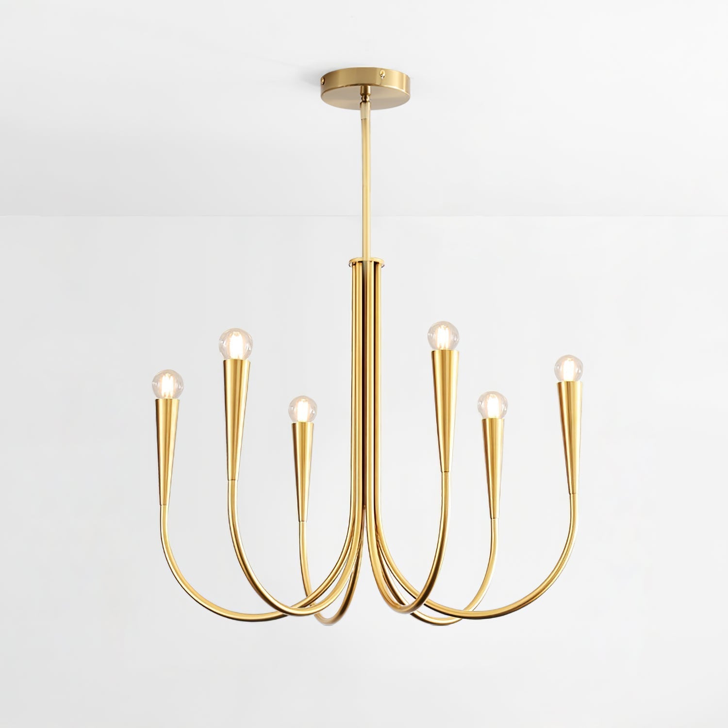 Swoop Arm Chandelier 6 heads ? 25.6″ x H 19.7″ / Copper Chandelier