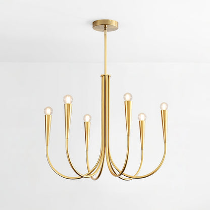 Swoop Arm Chandelier 6 heads ? 25.6″ x H 19.7″ / Copper Chandelier