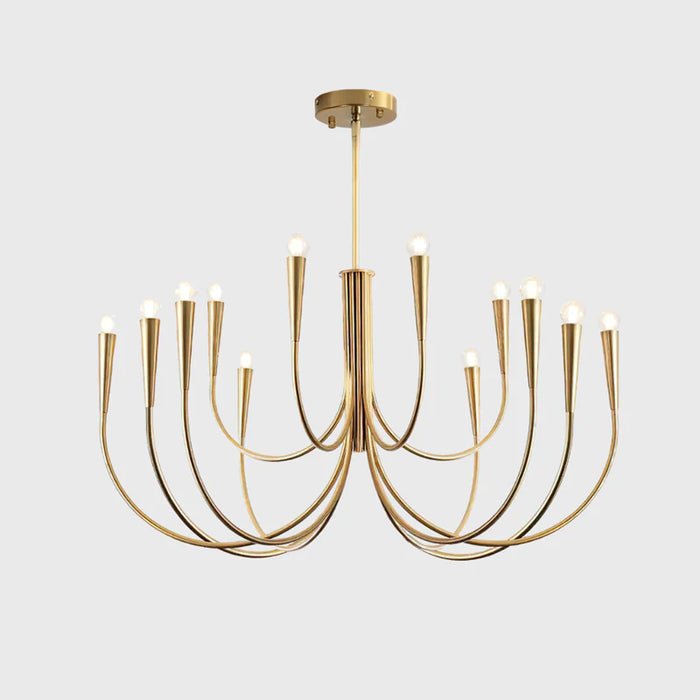 Swoop Arm Chandelier 4 + 8 heads ? 39.4″ x H 21.7″ / Copper Chandelier