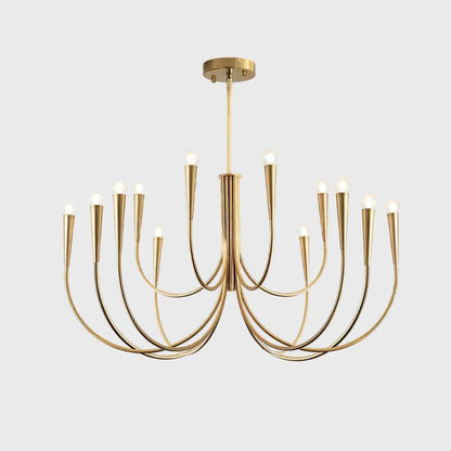 Swoop Arm Chandelier 4 + 8 heads ? 39.4″ x H 21.7″ / Copper Chandelier