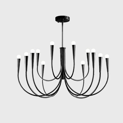Swoop Arm Chandelier 4 + 8 heads ? 39.4″ x H 21.7″ / Black Chandelier