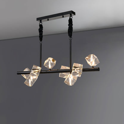 Takku Crystal Chandelier 8 Heads L 31.5″ x H 9.8″ / L 80cm x H 25cm / Black Chandelier