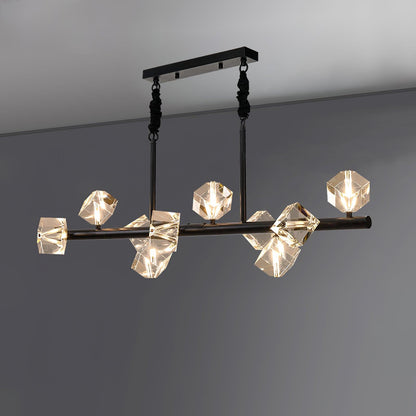 Takku Crystal Chandelier 10 Heads L 39.4″ x H 9.8″ / L 100cm x H 25cm / Black Chandelier