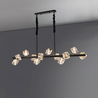 Takku Crystal Chandelier 12 Heads L 47.2″ x H 9.8″ / L 120cm x H 25cm / Black Chandelier